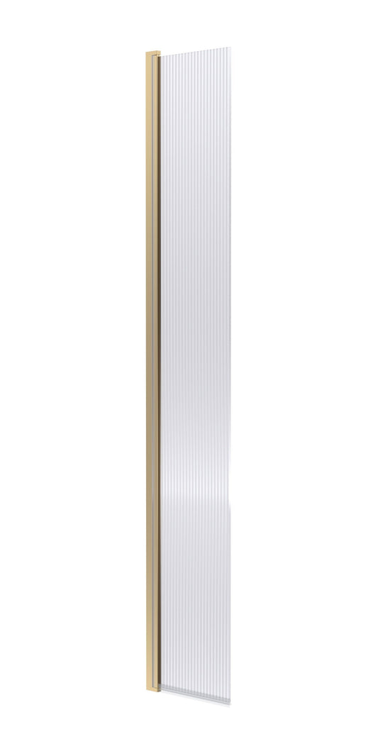 Nuie 322mm Semi-Frameless Brushed Brass Fluted Hinged Wetroom Screen