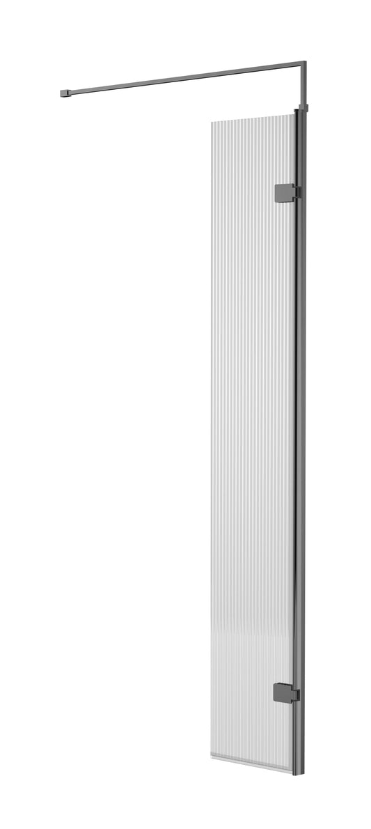 Nuie 322mm Brushed Pewter Fluted Shower Enclosure With Support Bar