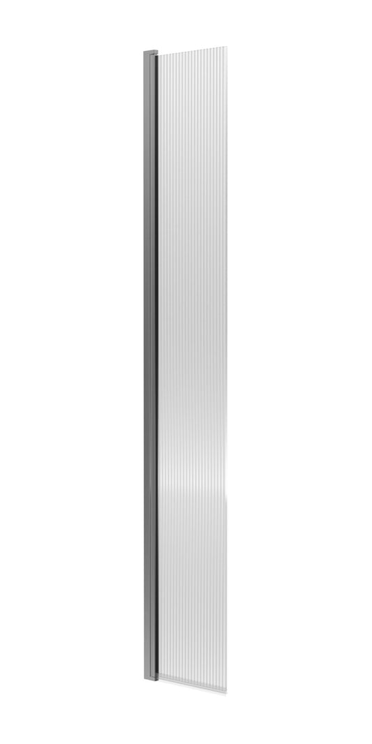 Nuie 322mm Brushed Pewter Fluted Hinged Shower Door With Support Bar