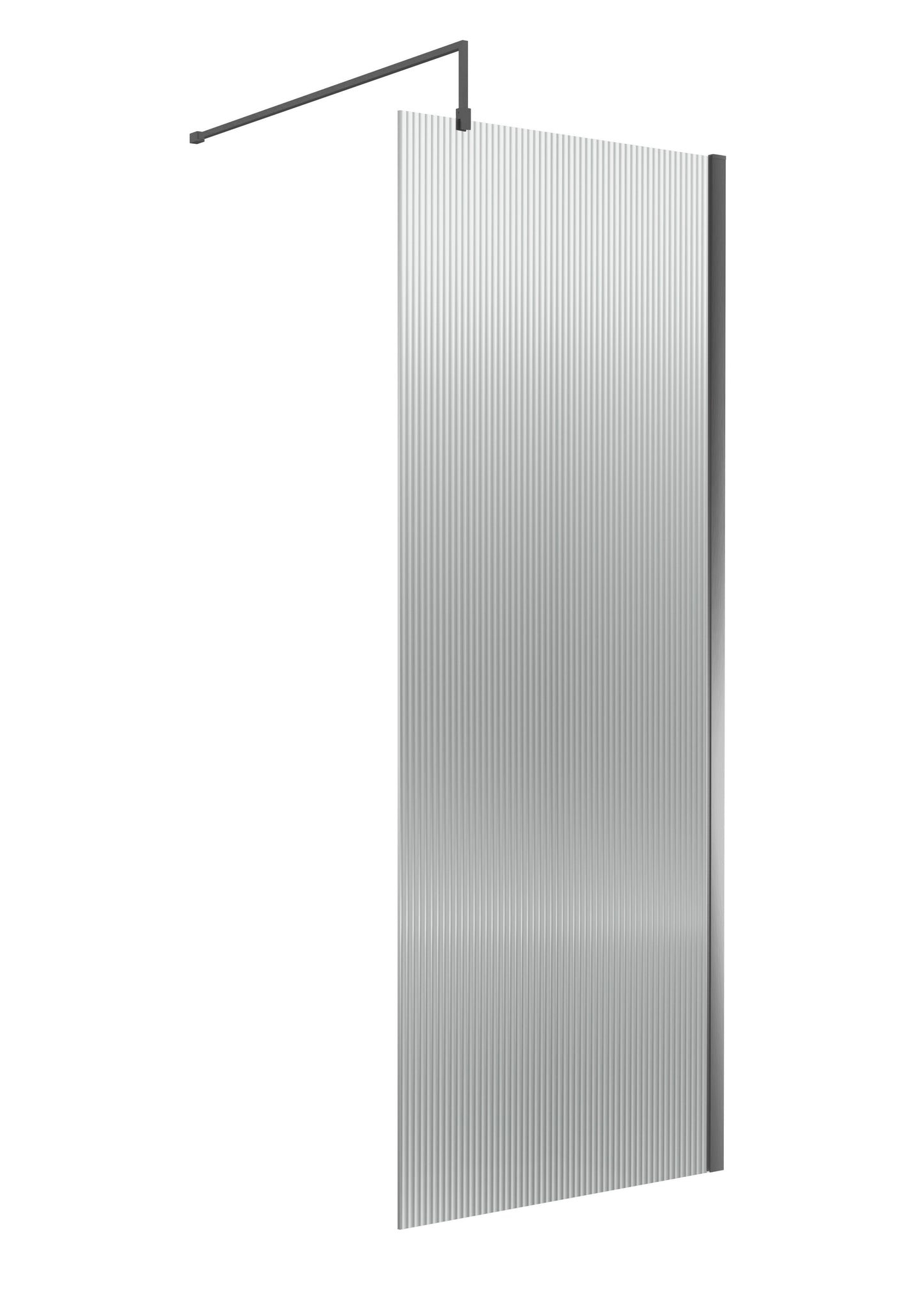 Nuie 1000mm Brushed Pewter Fluted Wetroom Panel With Support Bar