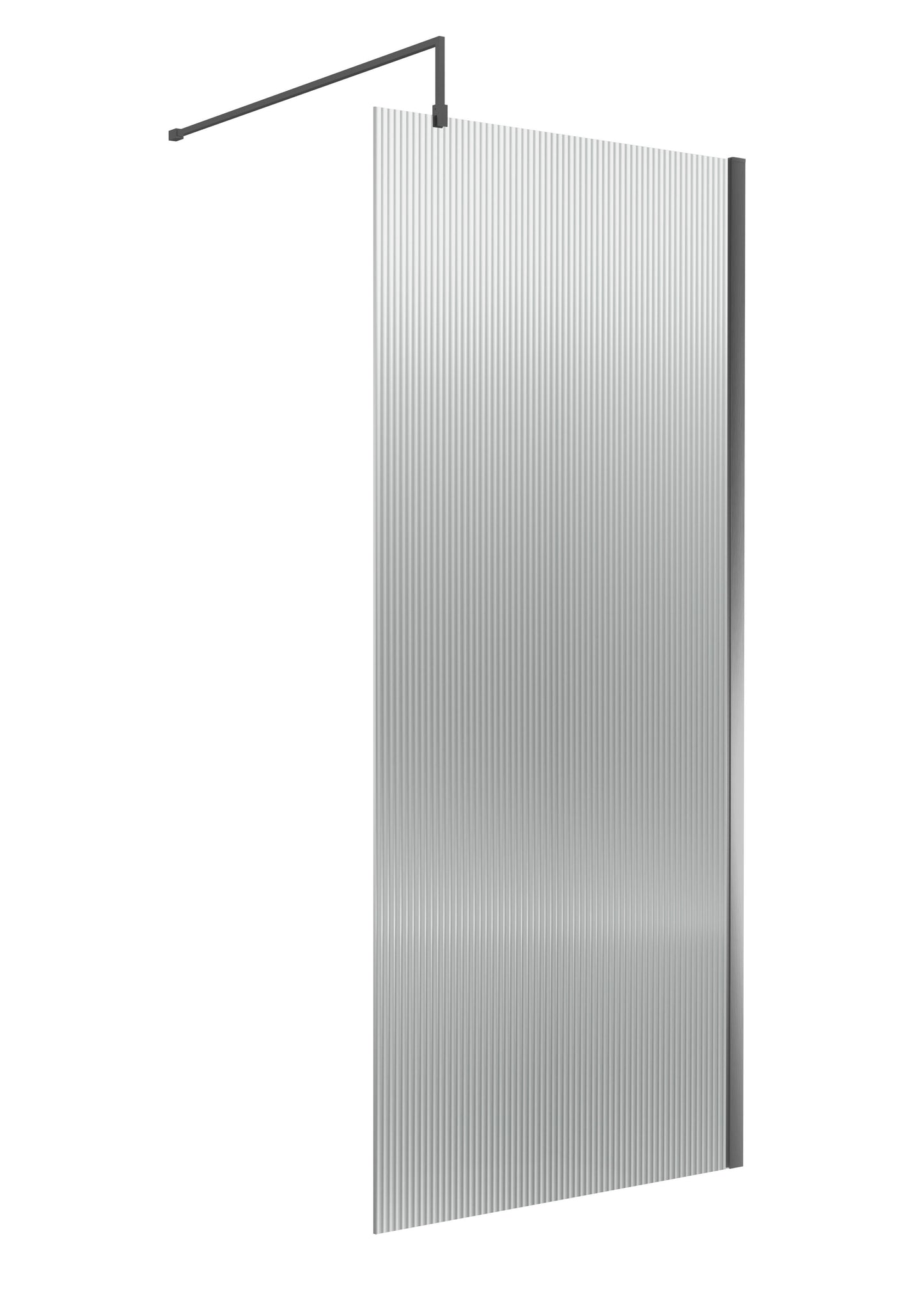 Nuie 900mm Brushed Pewter Fluted Wetroom Panel With Support Bar