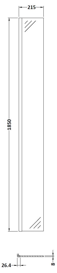 Nuie 215mm Frameless Brushed Pewter Wetroom Panel