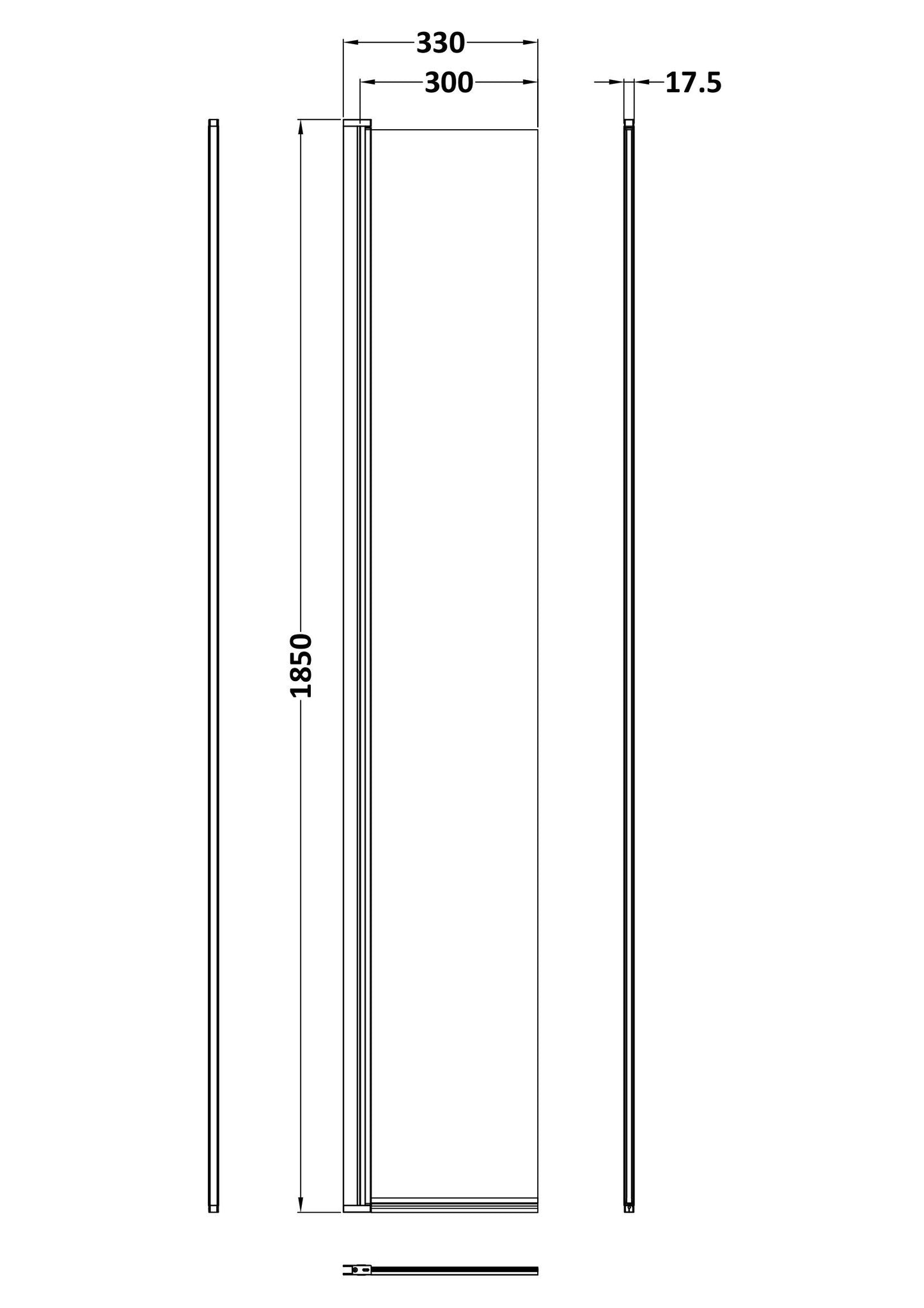 Nuie 322mm Semi-Frameless Chrome Hinged Wetroom Screen