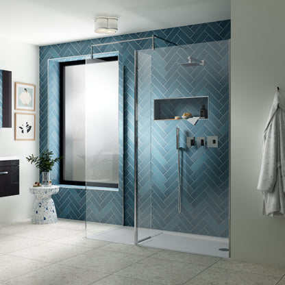 Nuie 322mm Semi-Frameless Chrome Hinged Wetroom Screen