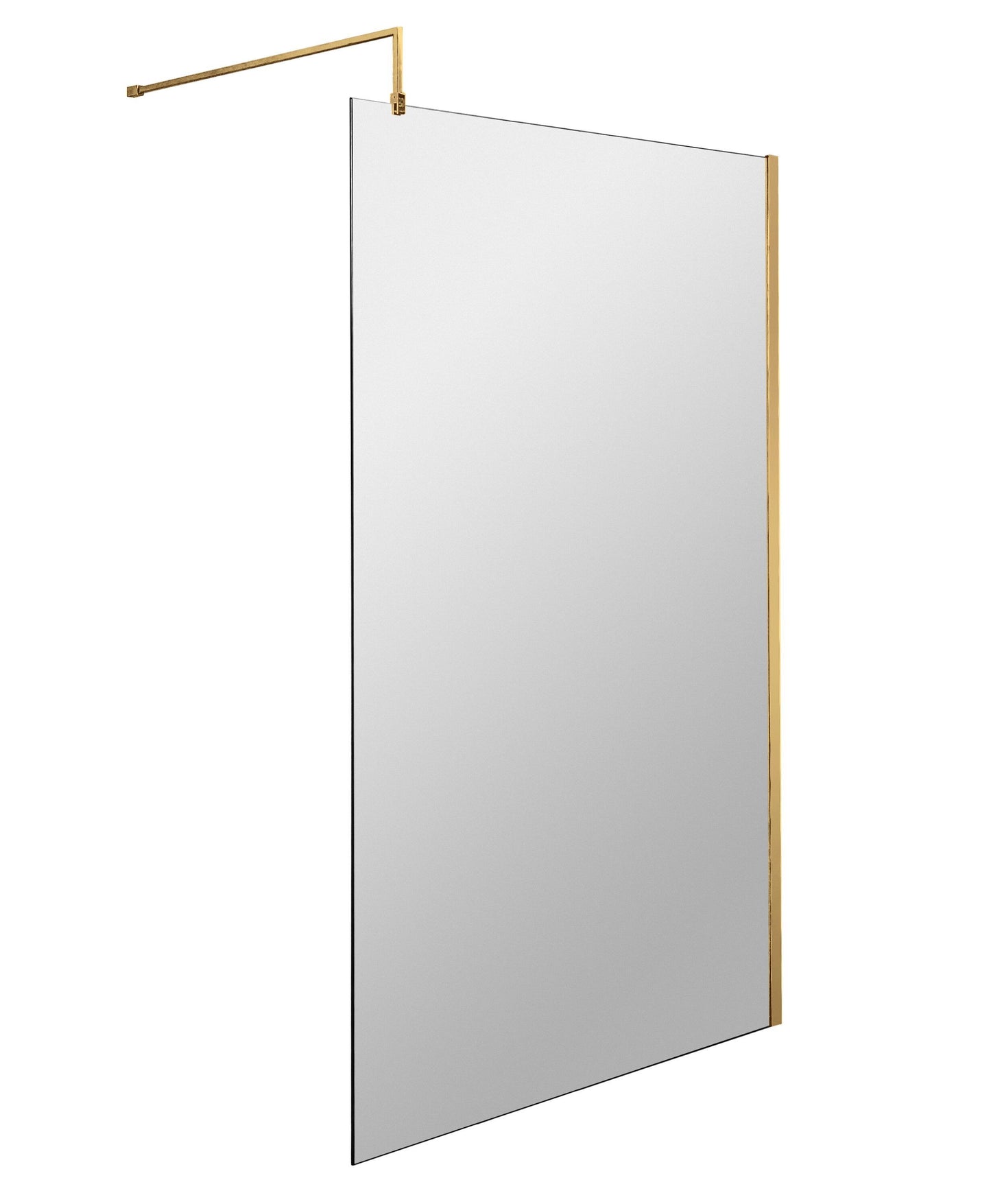 Nuie 1000mm Semi-Frameless Brushed Brass Wetroom Screen With Support Bar