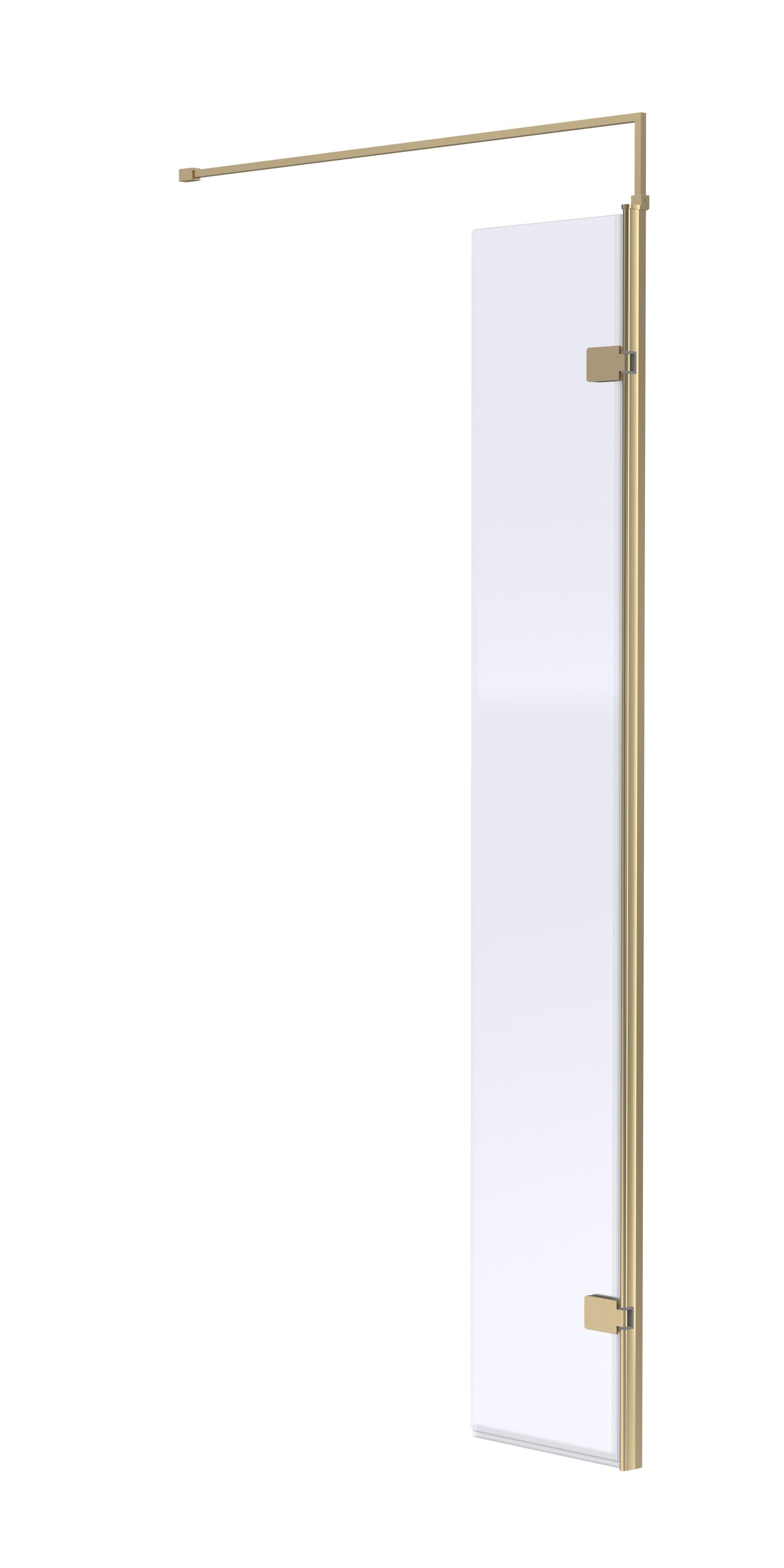 Nuie 322mm Semi-Frameless Brushed Brass Wetroom Screen With Support Bar