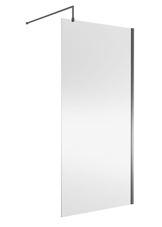 Nuie 998mm Frameless Brushed Pewter Wetroom Panel