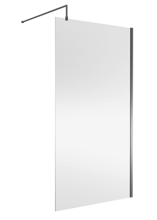 Nuie 1100mm Frameless Brushed Pewter Wetroom Panel