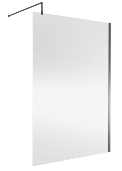 Nuie 1398mm Frameless Brushed Pewter Wetroom Panel