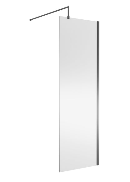 Nuie 698mm Frameless Brushed Pewter Wetroom Panel