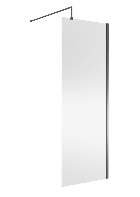 Nuie 758mm Frameless Brushed Pewter Wetroom Panel