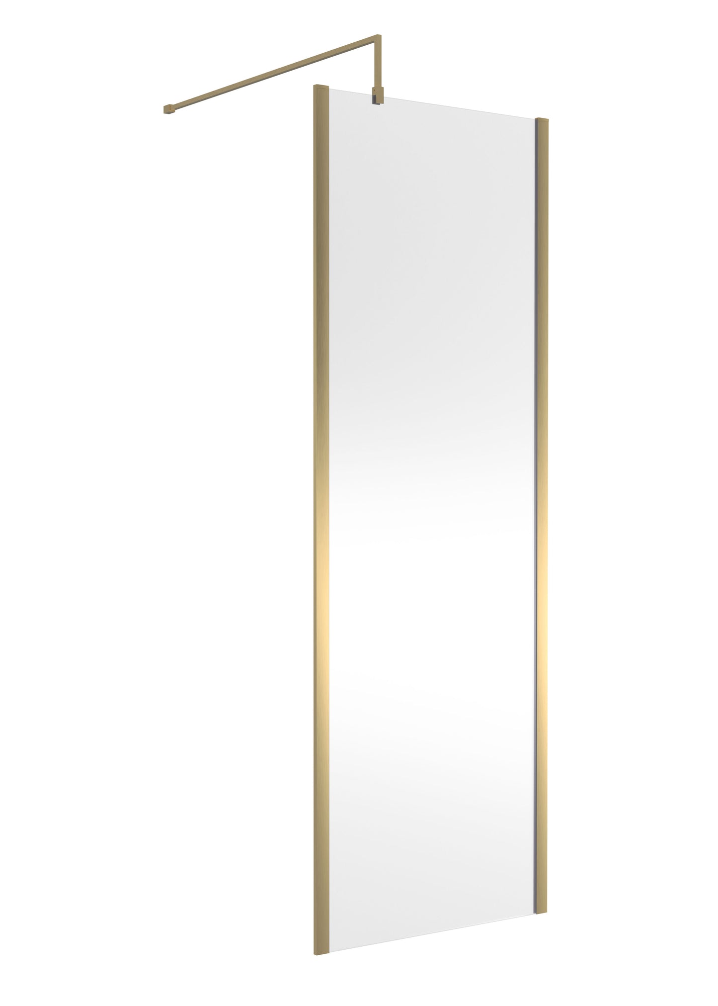 Nuie 700mm Framed Brushed Brass Wetroom Screen With Support Bar