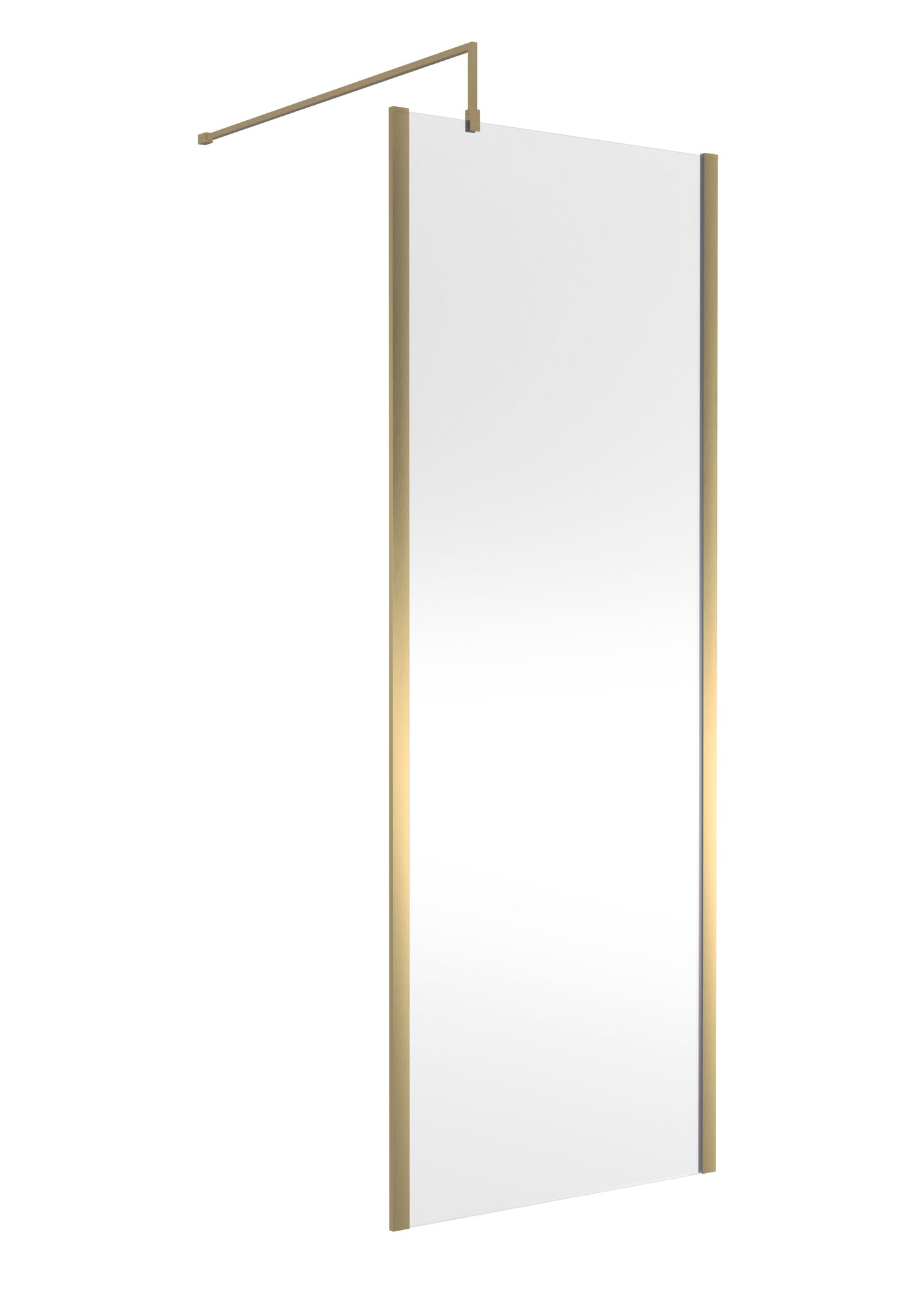 Nuie 760mm Framed Brushed Brass Wetroom Screen With Support Bar