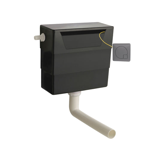 Nuie Contemporary Cistern With Square Brushed Pewter Dual Flush Plate