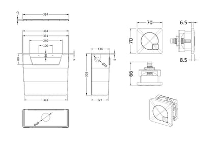 Nuie Brushed Pewter Concealed Cistern With Square Dual Flush Plate