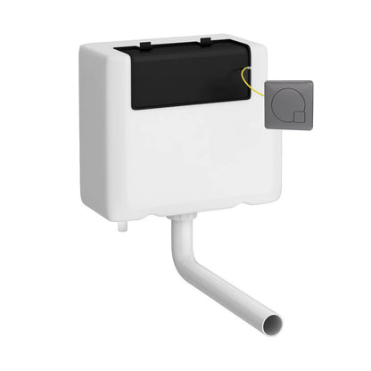 Nuie Dual Flush Cistern With Square Brushed Pewter Dual Flush Plate