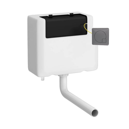 Nuie Dual Flush Cistern With Square Brushed Pewter Dual Flush Plate